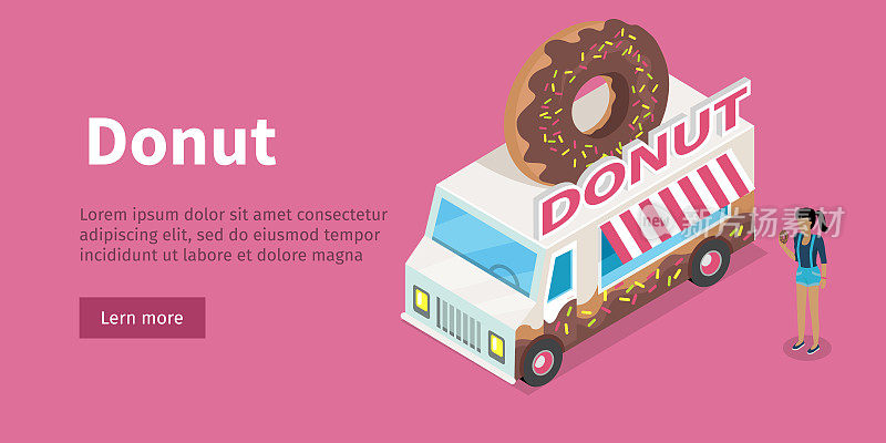 Donut conceptual Isometric Vector Web Banner
